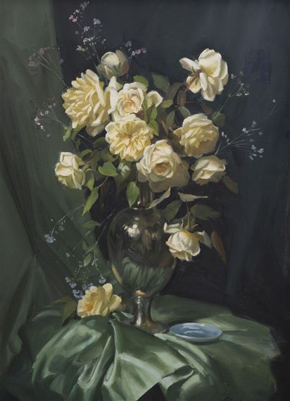 Ernest Buckmaster | Roses in Silver Pitcher | MutualArt