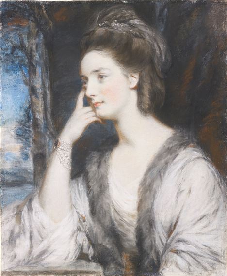Portrait of Lady Watkin Williams-Wynn, half-length, in a white dress  by Daniel Gardner