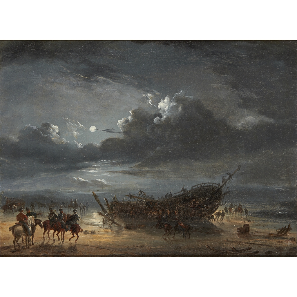 Philip James de Loutherbourg | TROOPS DISEMBARKING FROM A BEACHED SLOOP ...
