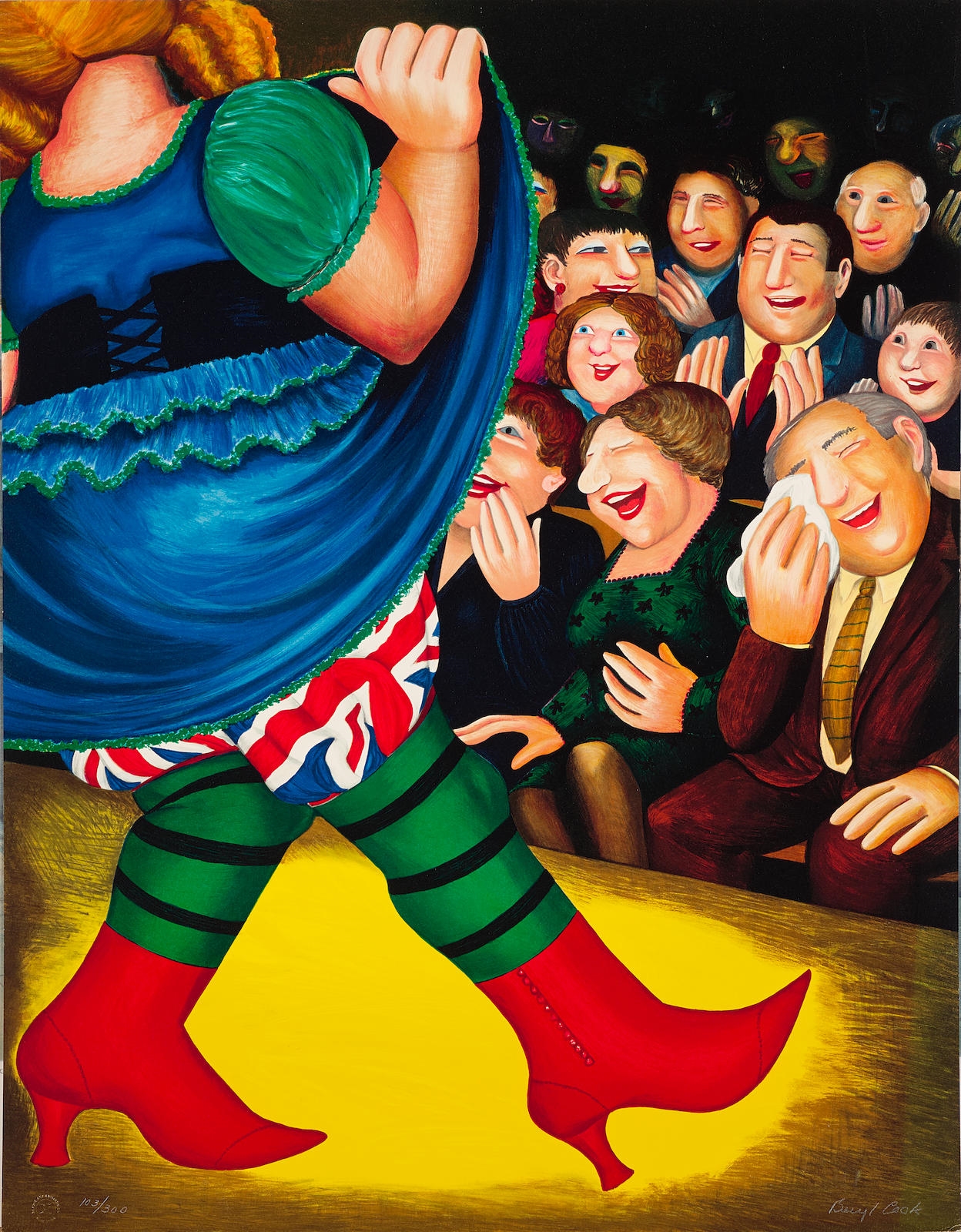 Beryl Cook My Fur Coat, 1988; Panto Dame MutualArt