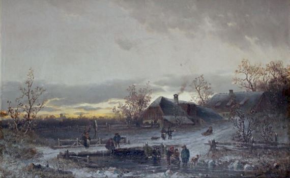 SÉANCE DE LUGE À NUIT TOMBANTE by Conrad Wimmer, 1874