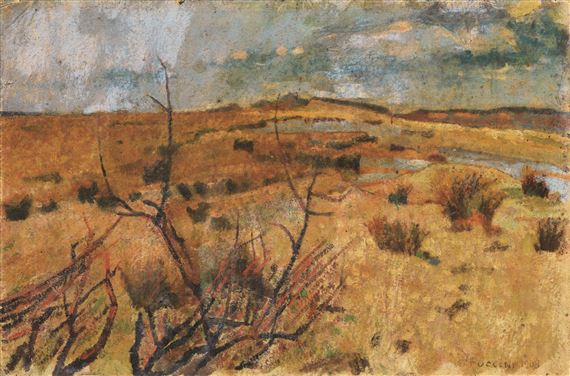 LAKE LANDSCAPE by Mario Puccini, 1908