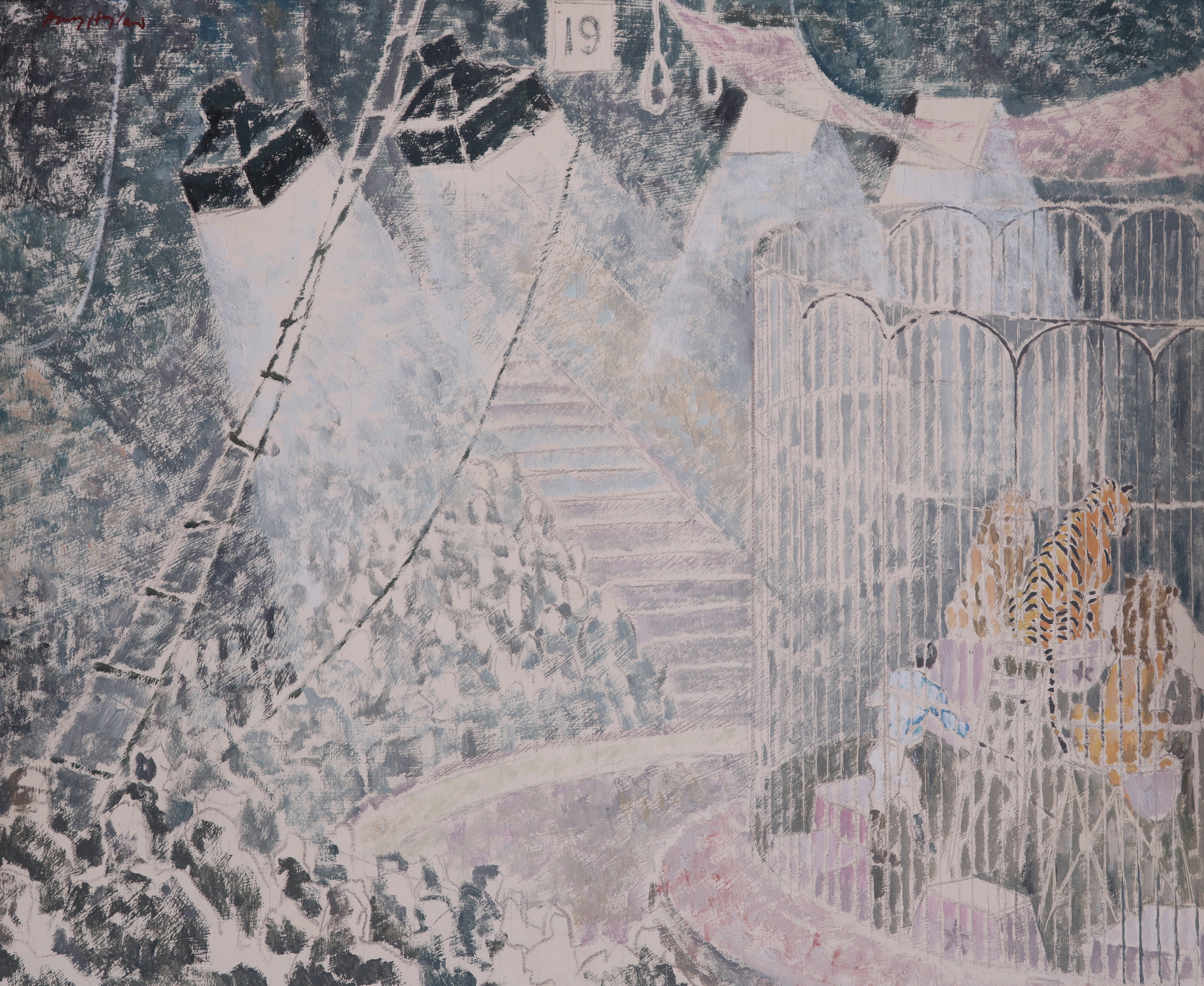 Artwork by Henry Hoyland, Circus scene, Made of Oil on board
