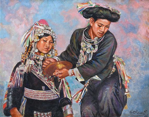 Akha Dancers by U Saw Maung, 1967