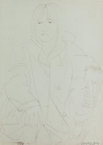 Woman in a coat by Alasdair Gray, 1968