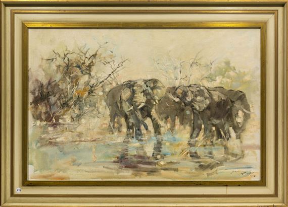 Elephants by Johan Grobler, 1970