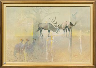 Gemsbok & Guinea Fowl - Peter Botha