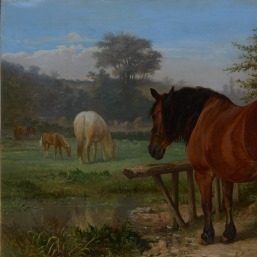 Artwork by Jeanne d'Espiennes, Chevaux au pré, Made of Oil on canvas