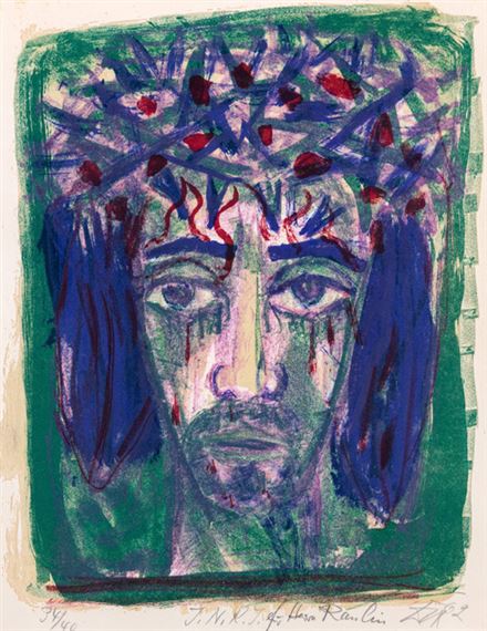 "I. N. R. I. (Christuskopf von vorn)" by Otto Dix, 1962