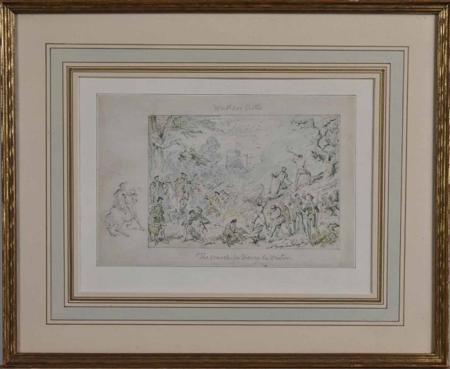 Artwork by George Cruikshank, The Search for Herne the Hunter, Made of Pencil and watercolor on paper