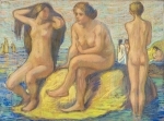 Artwork by Ludwig von Hofmann, Strandszene, Made of pastel on paper mounted on canvas