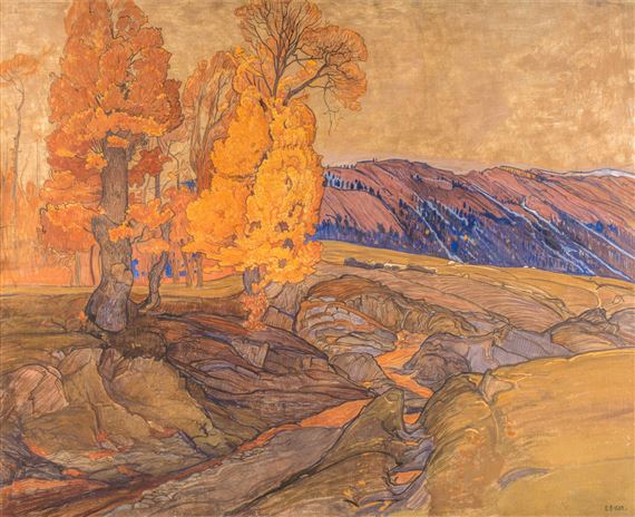 Paysage automnal saviésan by Ernest Biéler, 1912