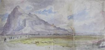 A folio album containing approximately 120 watercolours principally of landscapes in France, Switzerland and the Riviera - Sir John  Arrow Kempe