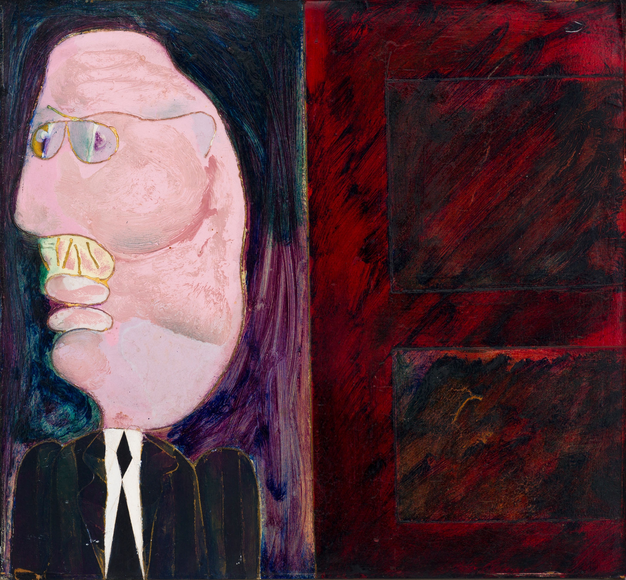 Artwork by Robert Hodgins, Ubu Portrait, Made of Oil on board