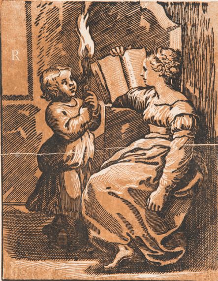 Sybille lisant by Ugo Da Carpi, Raffaello Sanzio