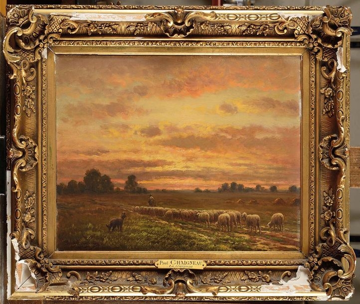 Artwork by Paul Chaigneau, Le troupeau, Made of oil on canvas