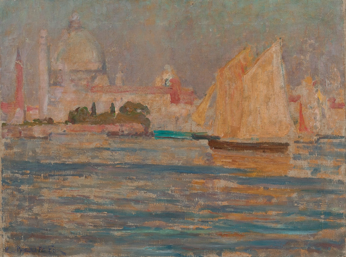 Artwork by E. Phillips Fox, Grand Canal, Venice: Red Sails and the Salute, Made of oil on canvas
