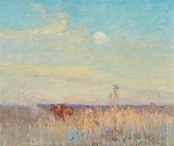 (Ploughing) by Elioth Gruner, 1917