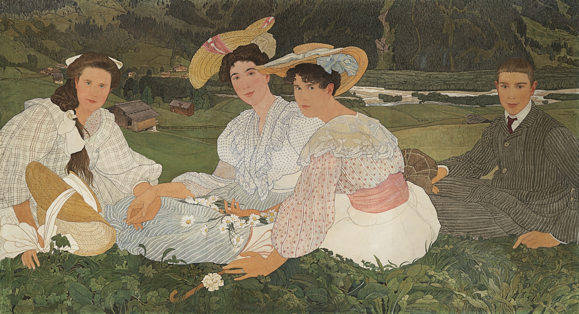Artwork by Ernest Biéler, PORTRAITS À GRINDELWALD, Made of Tempera on canvas