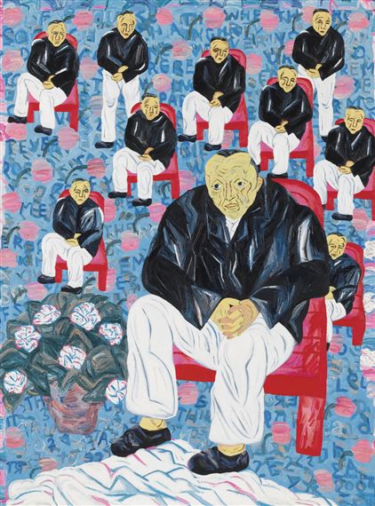 Men Sitting, Men Standing by Arpita Singh, 2004