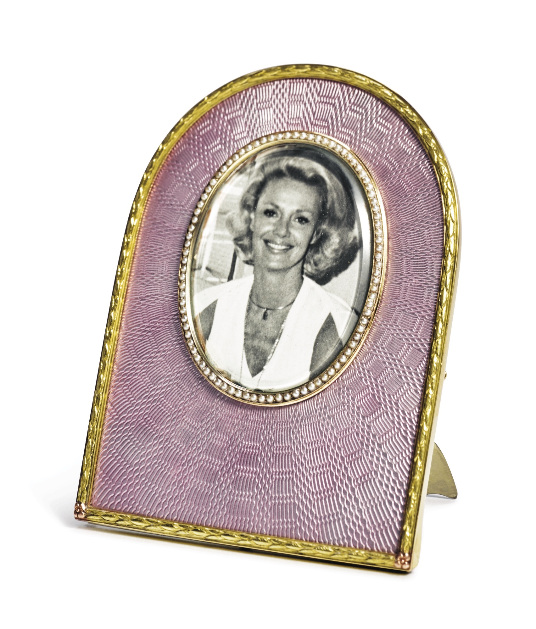 House of Fabergé | A FABERGÉ VARICOLOR GOLD, ENAMEL AND PEARL-SET FRAME ...