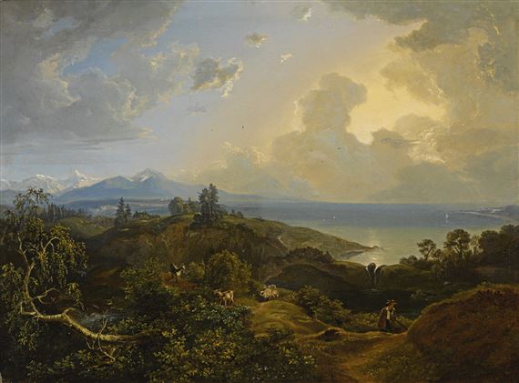 AN EXTENSIVE LANDSCAPE IN BAVARIA OR THE SALZKAMMERGUT by Carl Rottmann, 1823