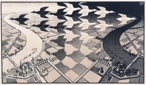 Dag en Nacht /Day And Night by Maurits Cornelis Escher, 1938