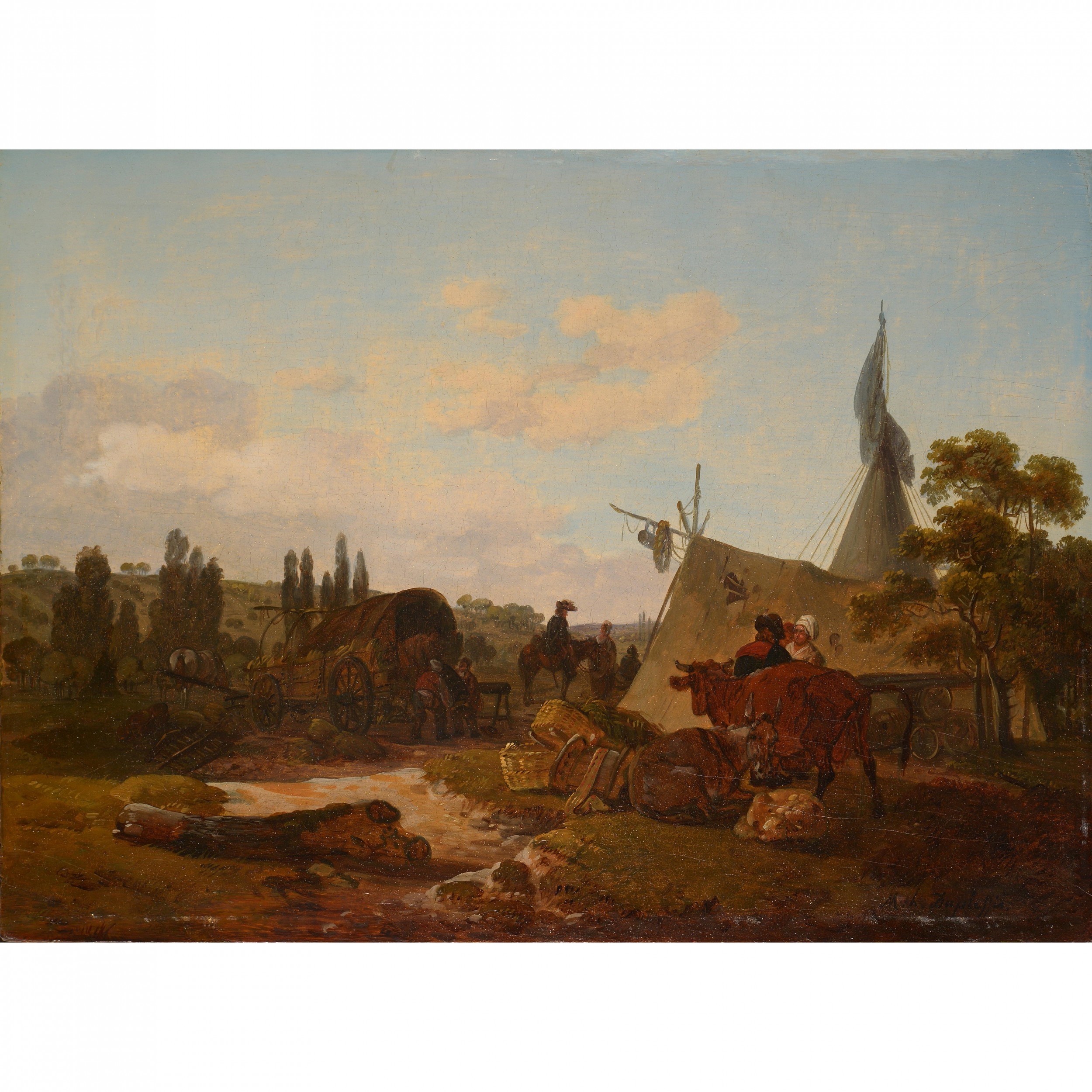 Artwork by Michel Duplessis, Paysage au cavalier , et Paysage au campement, Made of Oil on panel