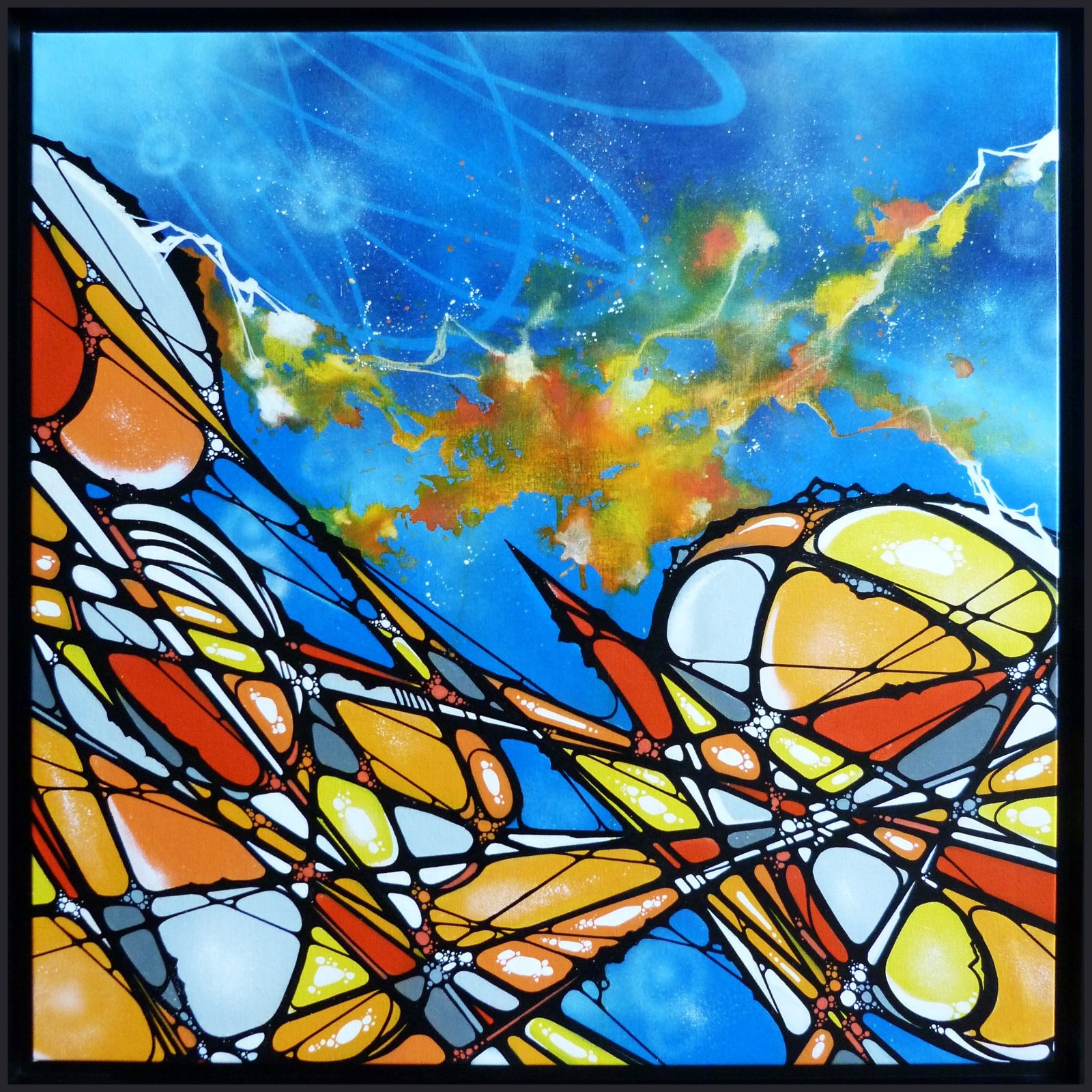 Artwork by Wire, « FLASH OF LIGHTNING », Made of Acrylic and oil on canvas - American black box