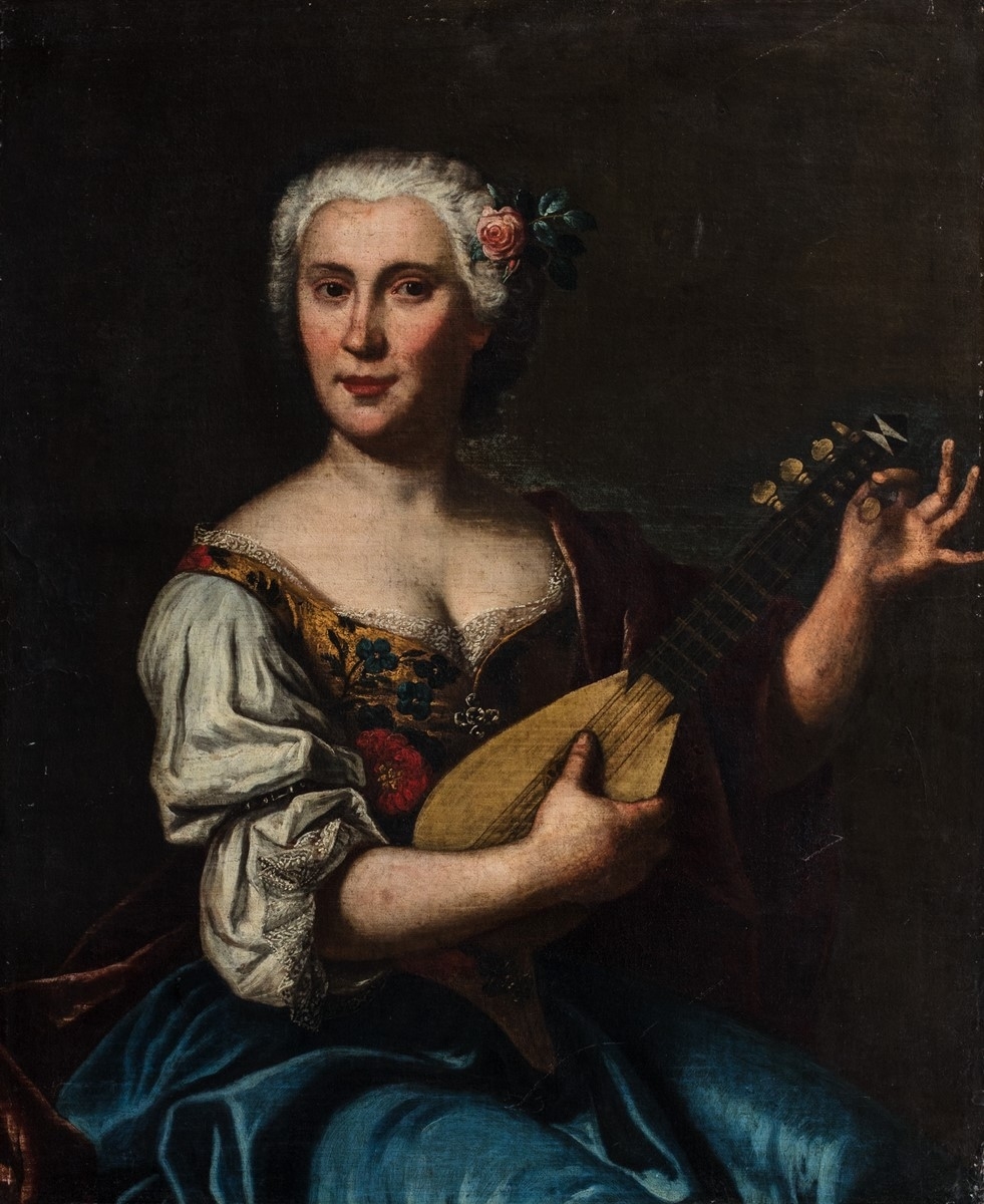 Portrait of a Young Woman with a Mandolin by Giuseppe Bonito