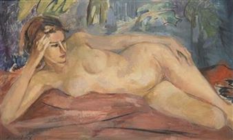 Reclining Nude - Bohemian School, 19th Century