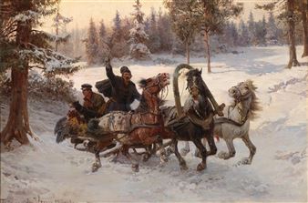 Returning Home Through a Winter Woodland - Fritz van der Venne
