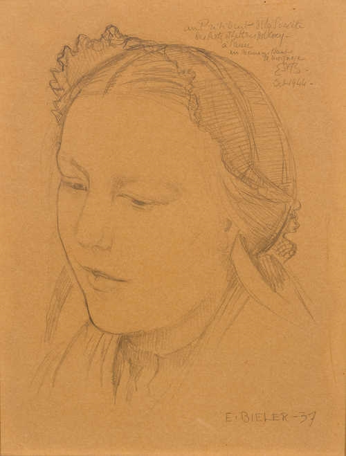 Artwork by Ernest Biéler, Portrait of a woman, Made of Pencil on paper laid on board