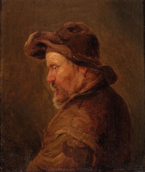 A man in a hat and weathered clothes, by Isack van Ostade