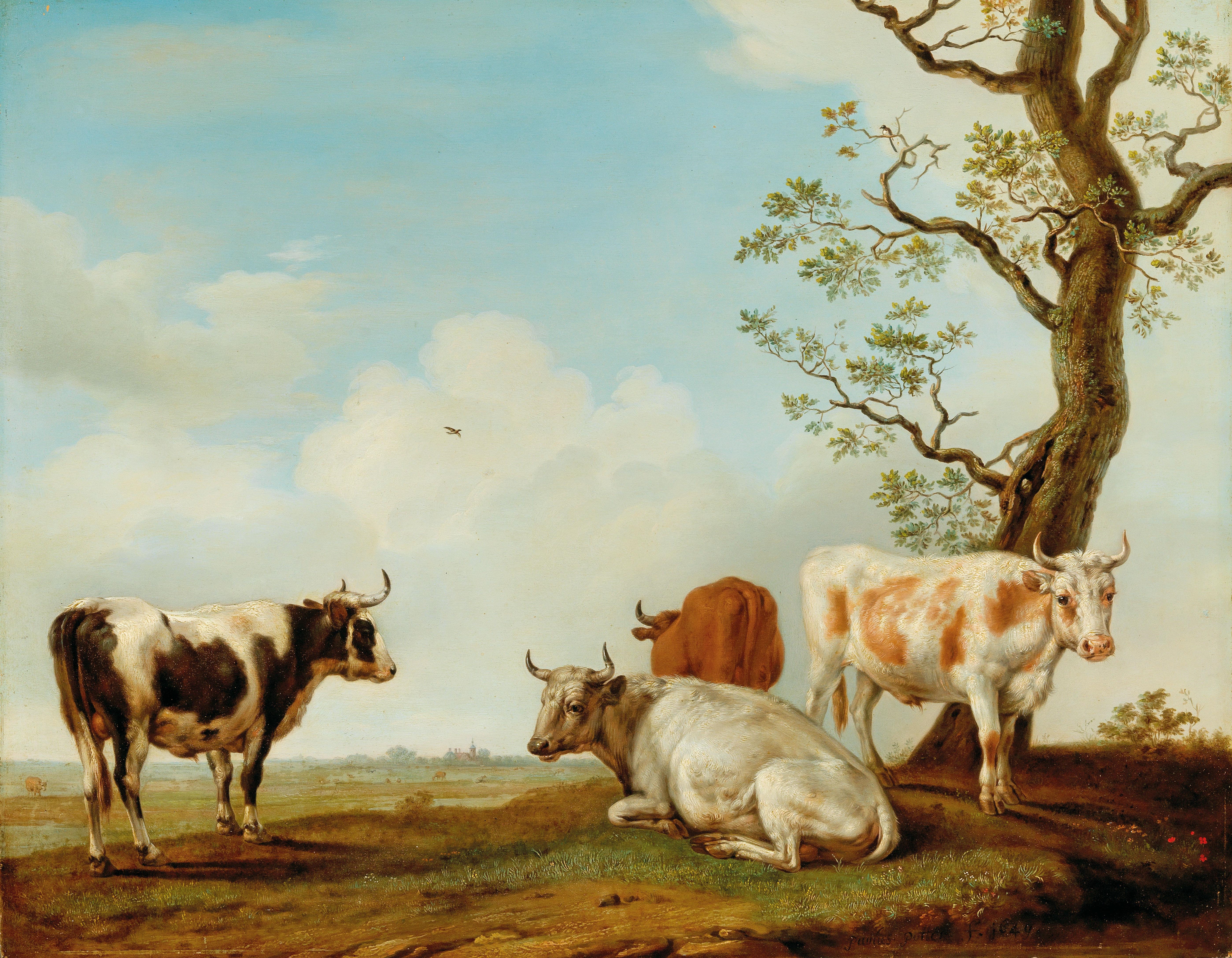 Artwork by Paulus Potter, A landscape with cattle,, Made of oil on panel
