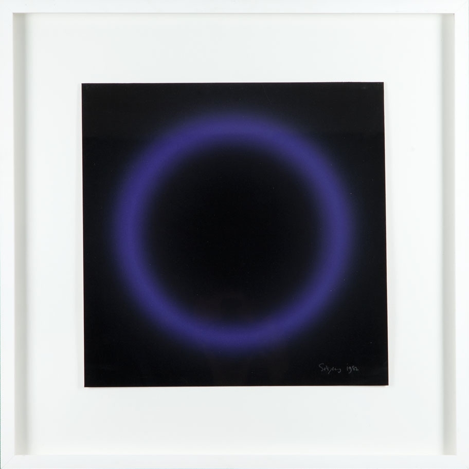 Artwork by Peter Sedgley, Blue Circle, Made of acrylic on cardboard