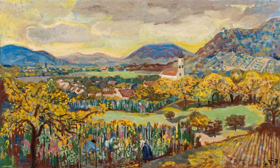 View of Öhningen and Stein near Rhine river by Otto Dix, 1947