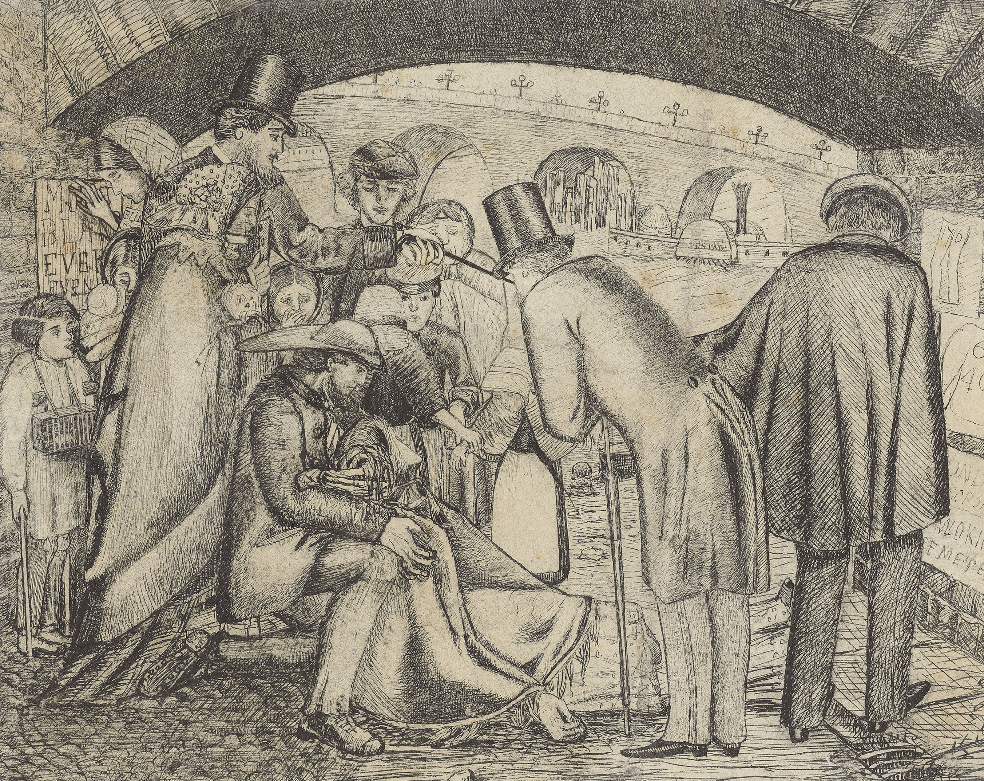 Artwork by Lady Georgiana Burne-Jones, Found drowned, Made of pencil, pen and black ink on paper