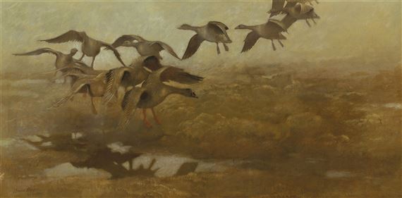 Fallande Vildgass by Bruno Liljefors, 1907