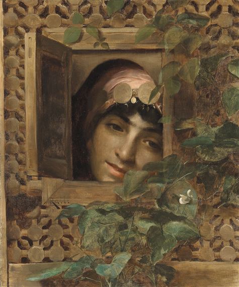 An Oriental Woman at a window by Theodoros Rallis, 1879