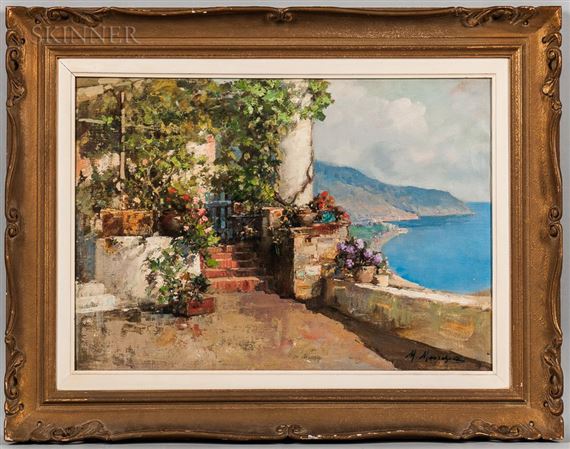 View of the Coast from a Verdant Terrace by Mario Maresca
