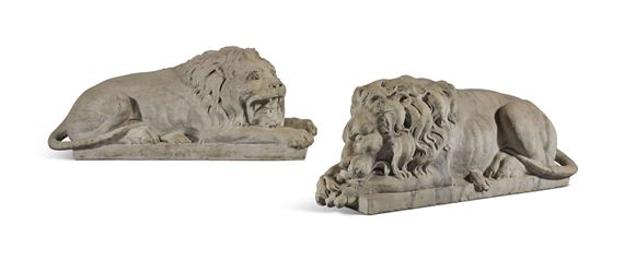 Antonio Canova | PAIRE DE MODELES EN MARBRE REPRESENTANT DEUX LIONS ...