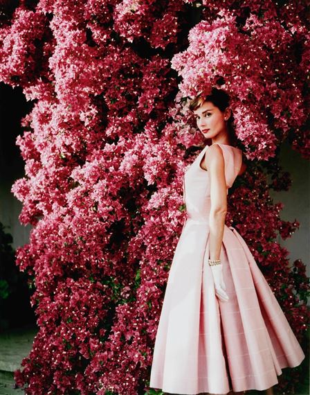 Audrey Hepburn with Flowers II by Norman Parkinson, 1955, printed later