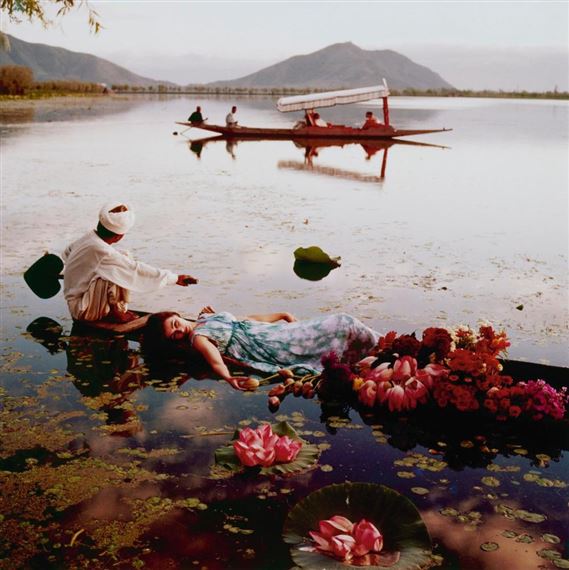 Floating with Flower, Dal Lake, Kashmir II, India, Vogue by Norman Parkinson, 1956, printed later