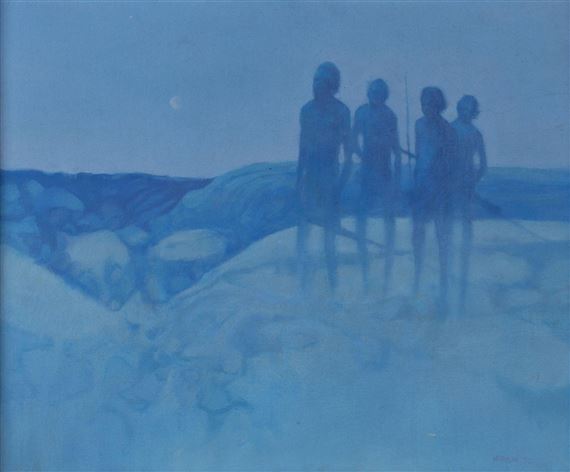 'Aboriginal Figures In Landscape' by Thomas McAulay, 1972