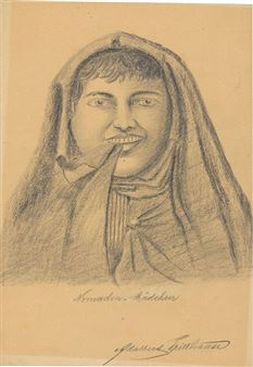 Two Works: Nomaden - Mädchen and Frau und Mann mit Kamel - Adalbert Trillhaase