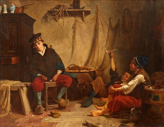 Rökande gossar by Ferdinand Fagerlin, 1863