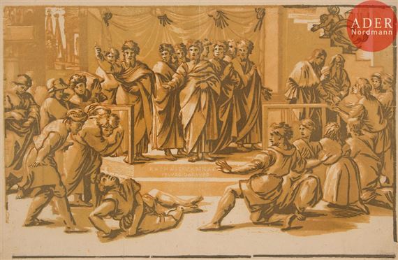 Ananie Tombant Mort by Ugo Da Carpi, 1518