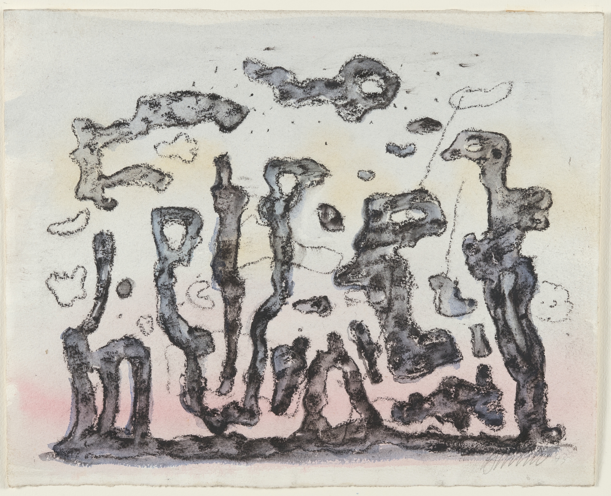 Artwork by Willi Baumeister, Untitled, Made of Watercolour and charcoal on textured wove