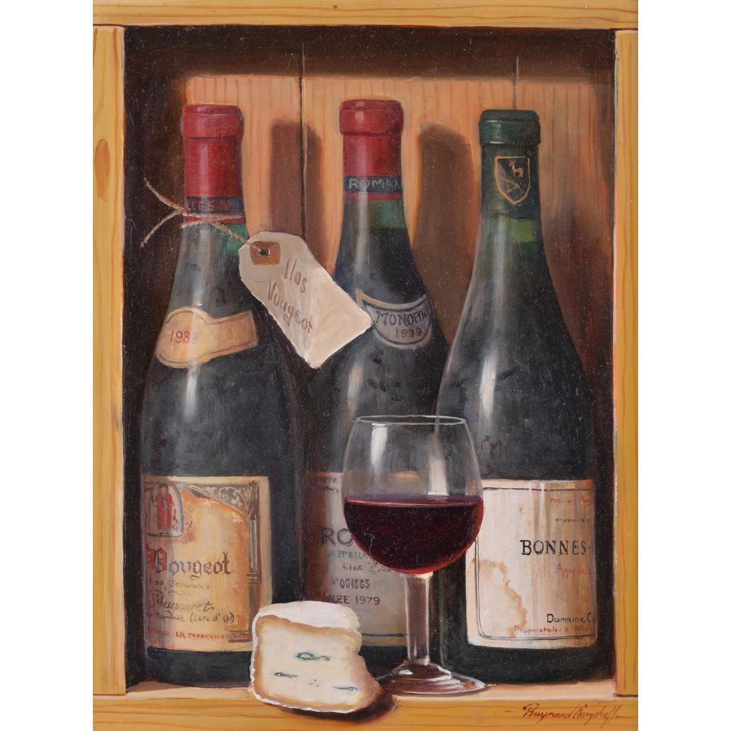 Raymond Campbell | Still Life of Wine Bottles and Cheese | MutualArt